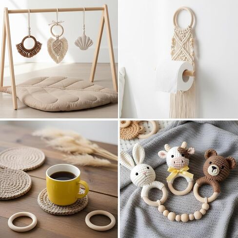 30 Pcs 4 Inch Wooden Rings for Crafts, Natural Unfinished Solid Wooden Rings for Macrame, DIY Projects, Jewelry Making and Home Decor Crafting Supplies (4 Inch Diameter) in Saudi Arabia
