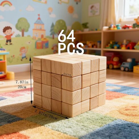 64PCS2-inch Blank Pine Wood Blocks, Suitable for Crafts, Carving, Laser Engraving. Shower Party Decorations. in Saudi Arabia