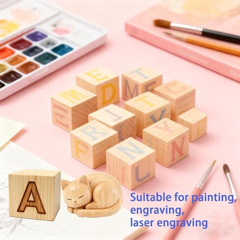 64PCS2-inch Blank Pine Wood Blocks, Suitable for Crafts, Carving, Laser Engraving. Shower Party Decorations. in Saudi Arabia