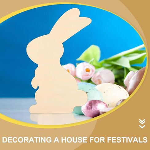 Angoily 10 قطعة أرنب عيد الفصح قطع خشبية غير مكتملة شرائح خشبية دهان داي ديكور ألواح حرفية طبيعية للديكور المنزلي in Kuwait