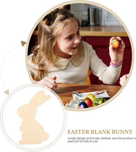 Angoily 10 قطعة أرنب عيد الفصح قطع خشبية غير مكتملة شرائح خشبية دهان داي ديكور ألواح حرفية طبيعية للديكور المنزلي in Kuwait