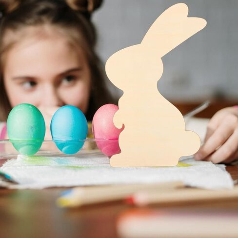 Angoily 10 قطعة أرنب عيد الفصح قطع خشبية غير مكتملة شرائح خشبية دهان داي ديكور ألواح حرفية طبيعية للديكور المنزلي in Kuwait
