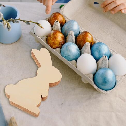 Angoily 10 قطعة أرنب عيد الفصح قطع خشبية غير مكتملة شرائح خشبية دهان داي ديكور ألواح حرفية طبيعية للديكور المنزلي in Kuwait
