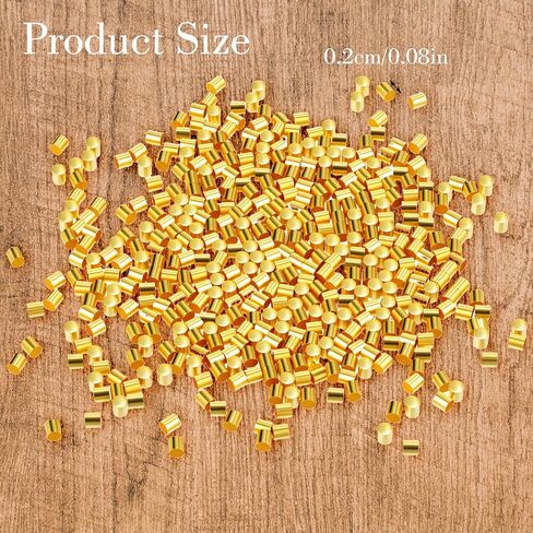 500Pcs Gold Crimp Beads for Jewelry Making, 2x2mm Crimping Beads, Crimp Tubes Stoppers to Secure The Ends of Jewelry Strings Accessories for DIY Craft Making, Copper in Saudi Arabia