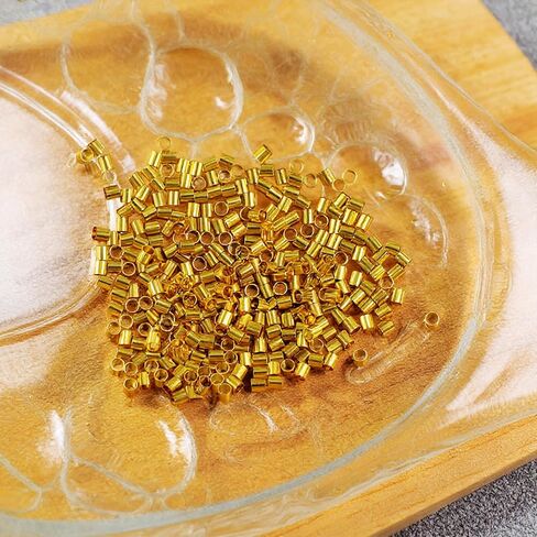 500Pcs Gold Crimp Beads for Jewelry Making, 2x2mm Crimping Beads, Crimp Tubes Stoppers to Secure The Ends of Jewelry Strings Accessories for DIY Craft Making, Copper in Saudi Arabia