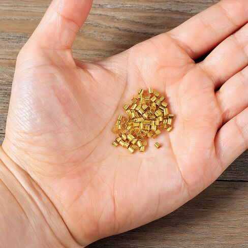 500Pcs Gold Crimp Beads for Jewelry Making, 2x2mm Crimping Beads, Crimp Tubes Stoppers to Secure The Ends of Jewelry Strings Accessories for DIY Craft Making, Copper in Saudi Arabia