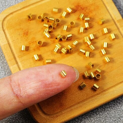 500Pcs Gold Crimp Beads for Jewelry Making, 2x2mm Crimping Beads, Crimp Tubes Stoppers to Secure The Ends of Jewelry Strings Accessories for DIY Craft Making, Copper in Saudi Arabia