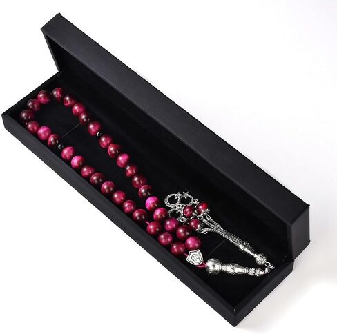 TAS B Tasbih Prayer Beads 33 Pink Tiger Eye Stone (33 Beads - 10 mm) - Masbaha Muslim Rosary - Zikr, Dhikr Subha - Chapelet - Tasbeeh - Islamic Gifts for Women - Handmade Sibha - Eid Gifts in Saudi Arabia