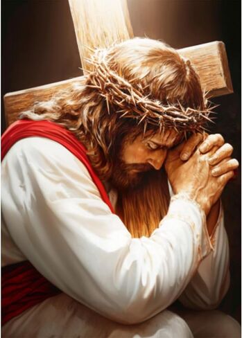 CEOVR Jesus Pray Diamond Art Kits for Adults, Cross Diamond Painting Dots 5D DIY Full Drill Christian Religious Gem Art, Wall Decor for Home Office 12x16in in Saudi Arabia