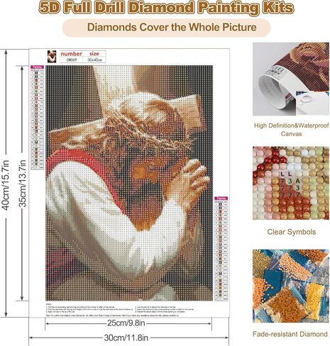 CEOVR Jesus Pray Diamond Art Kits for Adults, Cross Diamond Painting Dots 5D DIY Full Drill Christian Religious Gem Art, Wall Decor for Home Office 12x16in in Saudi Arabia