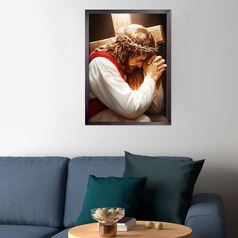 CEOVR Jesus Pray Diamond Art Kits for Adults, Cross Diamond Painting Dots 5D DIY Full Drill Christian Religious Gem Art, Wall Decor for Home Office 12x16in in Saudi Arabia