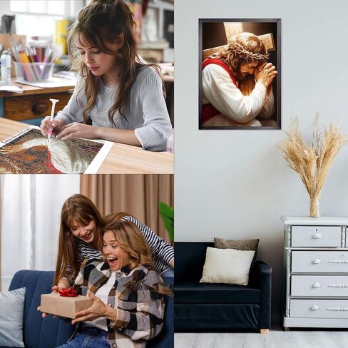 CEOVR Jesus Pray Diamond Art Kits for Adults, Cross Diamond Painting Dots 5D DIY Full Drill Christian Religious Gem Art, Wall Decor for Home Office 12x16in in Saudi Arabia