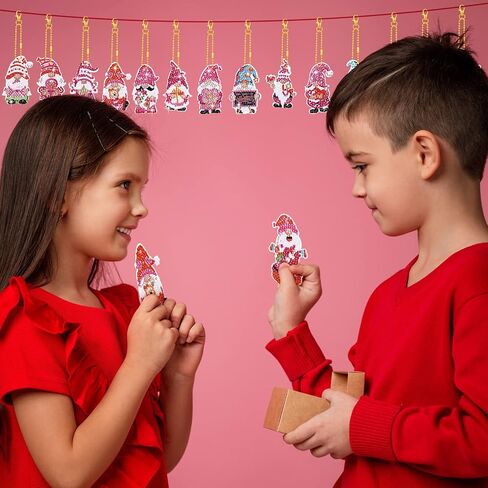 Glenmal 15 Pcs Valentine's Day Diamond Painting Keychains Gnome 5D DIY Art Kit Key Ring Pendant for Adults Valentines Holiday Farmhouse Crafts Making in Saudi Arabia