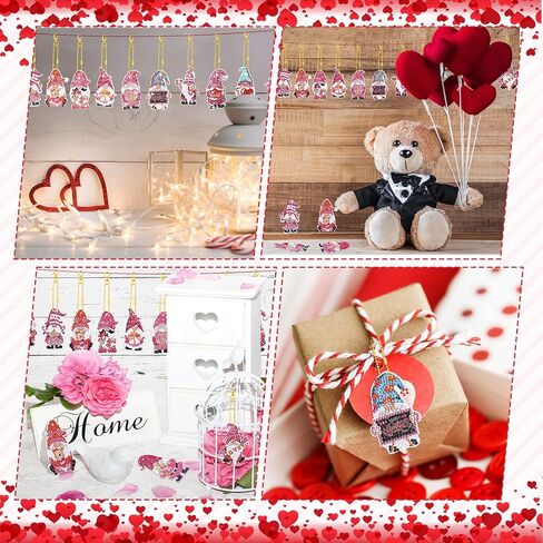 Glenmal 15 Pcs Valentine's Day Diamond Painting Keychains Gnome 5D DIY Art Kit Key Ring Pendant for Adults Valentines Holiday Farmhouse Crafts Making in Saudi Arabia