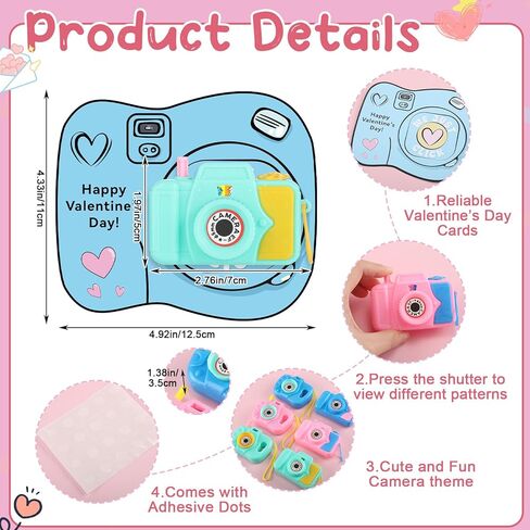 Jenaai 30 Pack Valentines Day Gifts for Kids Mini Toy Camera Bulk Set with Valentine's Greeting Cards Images in Viewfinder for Kids Classroom Exchange Gift Award Prize Party Favors in Saudi Arabia