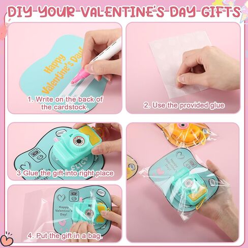 Jenaai 30 Pack Valentines Day Gifts for Kids Mini Toy Camera Bulk Set with Valentine's Greeting Cards Images in Viewfinder for Kids Classroom Exchange Gift Award Prize Party Favors in Saudi Arabia