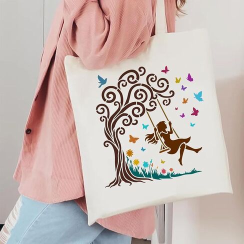 FINGERINSPIRE 4Pcs Swing Tree Painting Stencil with Paintbrush 11.8x11.8inch Tree Flower Grass Human Animal Painting Stencil Human Swinging Under the Tree Decoration Stencils for Painting on Wood Wall in Saudi Arabia