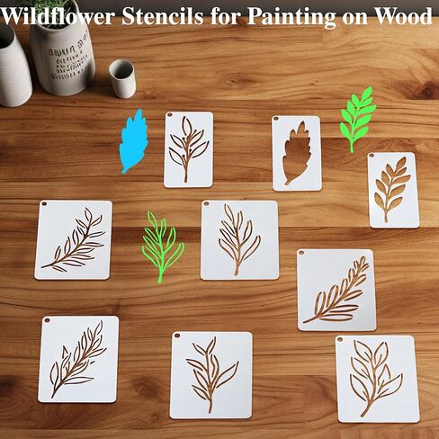 50 قطعة من استنسل الزهور للرسم، استنسلات الزهور القابلة لإعادة الاستخدام لقوالب الحرف اليدوية الرسم والرسم على الخشب والجدار والأثاث (4 بوصة × 2 بوصة + 4 بوصة × 3 بوصة) in Kuwait