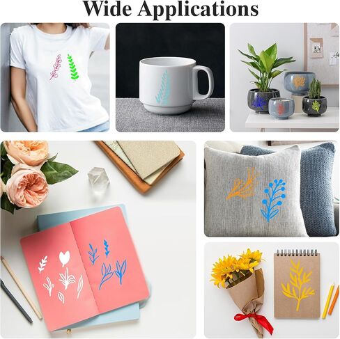 50 قطعة من استنسل الزهور للرسم، استنسلات الزهور القابلة لإعادة الاستخدام لقوالب الحرف اليدوية الرسم والرسم على الخشب والجدار والأثاث (4 بوصة × 2 بوصة + 4 بوصة × 3 بوصة) in Kuwait