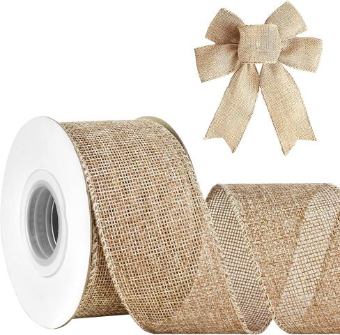 Mupera 2 Inch Wired Burlap Ribbon - Natural Jute 10 Yards Per Roll Craft Wired Edge Ribbons for Wreath Bows, Gift Wrapping, DIY Crafts (Cut-Free Wire & Outdoor Safe) in Saudi Arabia