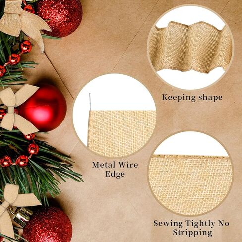 Mupera 2 Inch Wired Burlap Ribbon - Natural Jute 10 Yards Per Roll Craft Wired Edge Ribbons for Wreath Bows, Gift Wrapping, DIY Crafts (Cut-Free Wire & Outdoor Safe) in Saudi Arabia