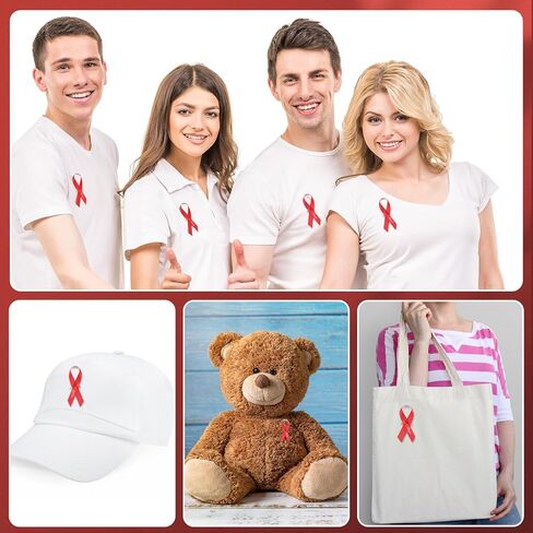 Hanaive 150 Pcs Red Awareness Ribbons with Pins Pins Ribbons Week Heart Disease Awareness Aids/HIV Awareness Ribbon Fabric Lapel Pin Satin Ribbon for Charity Public Social Event Welfare in Saudi Arabia