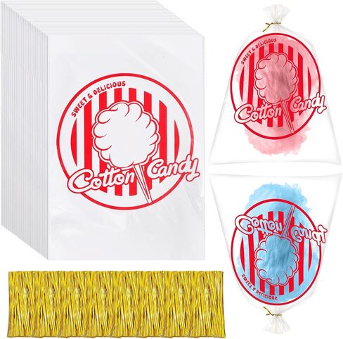 أكياس حلوى قطنية 320 قطعة من Woric مع أربطة مقاس 11.8 × 17.7 بوصة أكياس حلوى قطنية شفافة مع طباعة لحفلات الكرنفالات والمطبخ in Kuwait