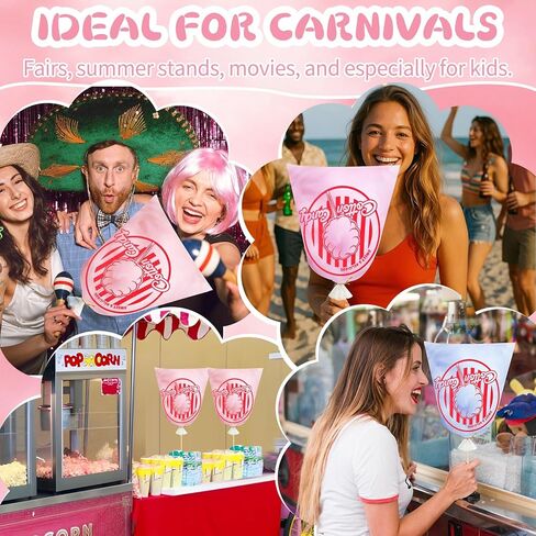 أكياس حلوى قطنية 320 قطعة من Woric مع أربطة مقاس 11.8 × 17.7 بوصة أكياس حلوى قطنية شفافة مع طباعة لحفلات الكرنفالات والمطبخ in Kuwait