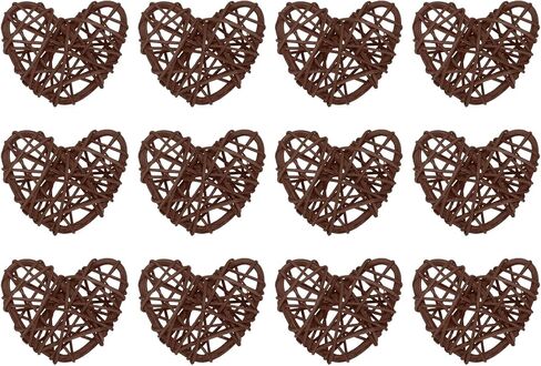12Pcs Heart Shaped Rattan Ball Vase Filler Natural Rattan for Valentine's Day Decoration Wedding Home Decoration Orange 2 in in Saudi Arabia