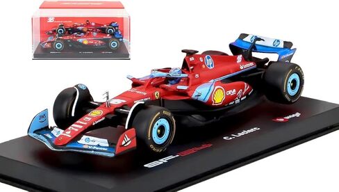 فيراري F1 SF-24 Team Scuderia Ferrari N 16 3rd Miami GP 2024 Charles LecleRC - مع الطيار وحقيبة العرض أحمر أسود أزرق فاتح in Saudi Arabia