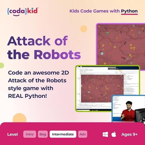 Python للأطفال، دورات العلوم والتكنولوجيا والهندسة والرياضيات (STEM) الحائزة على جوائز، البرمجة للأطفال، الأعمار 10 سنوات فما فوق مع مساعدة التوجيه عبر الإنترنت، تعلم برمجة الكمبيوتر والألعاب الرائعة مع Python (كمبيوتر شخصي وماك) (يختلف Box Art) in Saudi Arabia