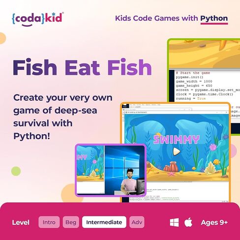 Python للأطفال، دورات العلوم والتكنولوجيا والهندسة والرياضيات (STEM) الحائزة على جوائز، البرمجة للأطفال، الأعمار 10 سنوات فما فوق مع مساعدة التوجيه عبر الإنترنت، تعلم برمجة الكمبيوتر والألعاب الرائعة مع Python (كمبيوتر شخصي وماك) (يختلف Box Art) in Saudi Arabia