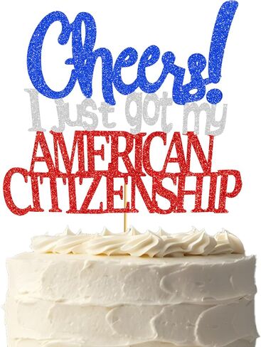 New American Citizenship Party Decorations: Glitter American Citizenship Cake Topper for Us Citizenship Cake Decorations in Saudi Arabia