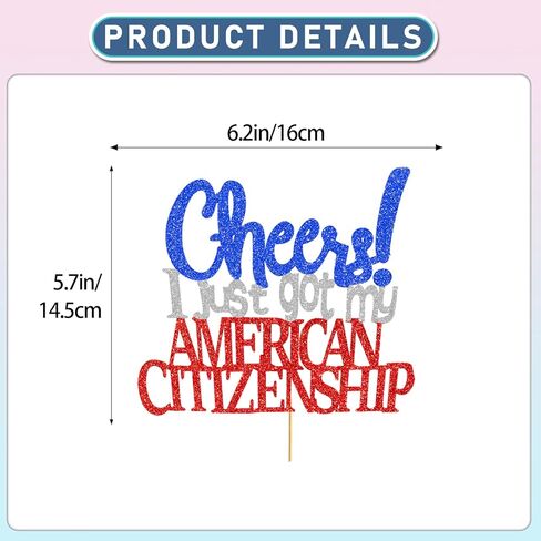 New American Citizenship Party Decorations: Glitter American Citizenship Cake Topper for Us Citizenship Cake Decorations in Saudi Arabia
