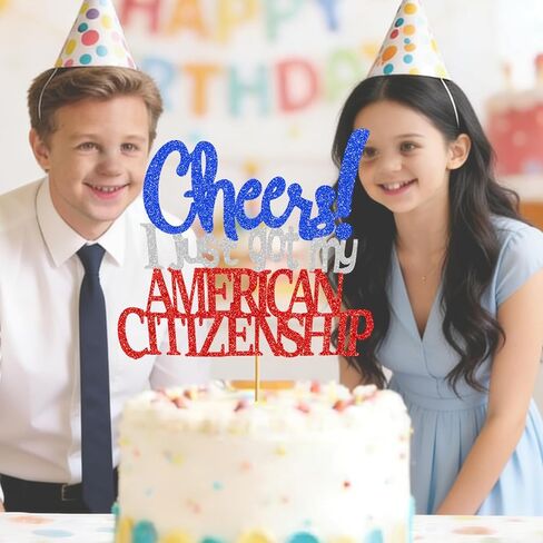 New American Citizenship Party Decorations: Glitter American Citizenship Cake Topper for Us Citizenship Cake Decorations in Saudi Arabia