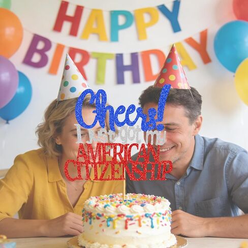 New American Citizenship Party Decorations: Glitter American Citizenship Cake Topper for Us Citizenship Cake Decorations in Saudi Arabia
