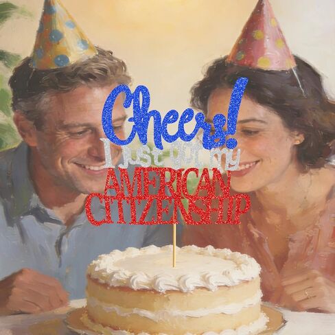 New American Citizenship Party Decorations: Glitter American Citizenship Cake Topper for Us Citizenship Cake Decorations in Saudi Arabia