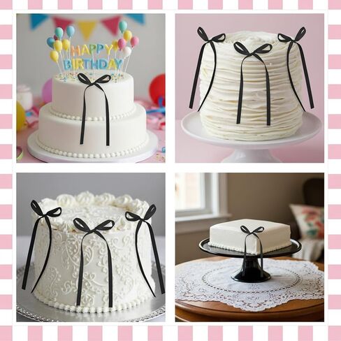 30Pcs Black Bows for Cake Black Bow Cake Topper Ribbon Bowknot for Cakes Coquette Themed Bowknot Cupcake Toppers Birthday Decorations Picks for Baby Shower Birthday Wedding Bachelorette Party Supplies in Saudi Arabia