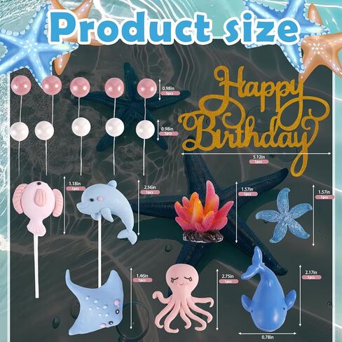 18Pcs Under the Sea Cake Topper Ocean Cake Decorations for Baby shower party supplies in Saudi Arabia