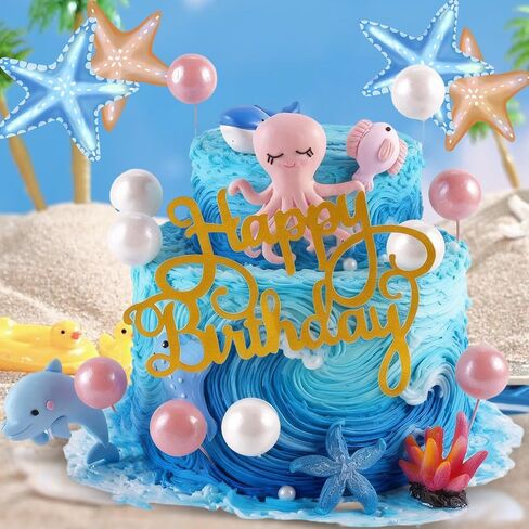 18Pcs Under the Sea Cake Topper Ocean Cake Decorations for Baby shower party supplies in Saudi Arabia