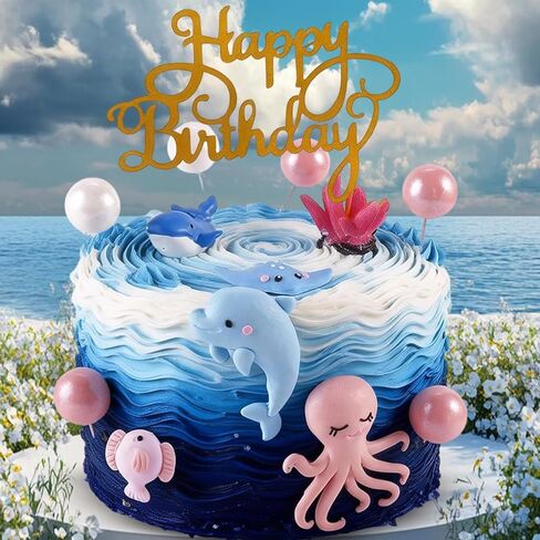 18Pcs Under the Sea Cake Topper Ocean Cake Decorations for Baby shower party supplies in Saudi Arabia