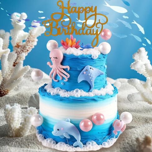 18Pcs Under the Sea Cake Topper Ocean Cake Decorations for Baby shower party supplies in Saudi Arabia