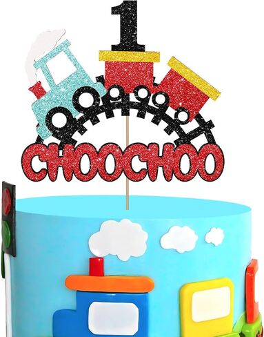 Train 3rd Birthday Cake Topper, Choo Choo I'm 3, Transportation 3 Years Old Birthday Cake Decor, Red Glitter in Saudi Arabia