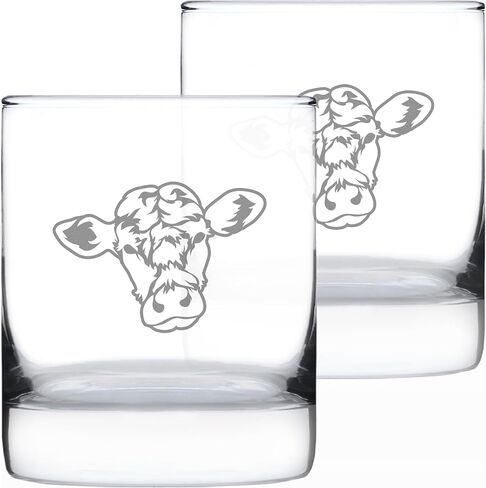 Cow Face Whiskey Rocks Glass - Funny Unique Farm Animal Themed Decor and Gifts for Cow Lovers - 10.25 Oz in Kuwait