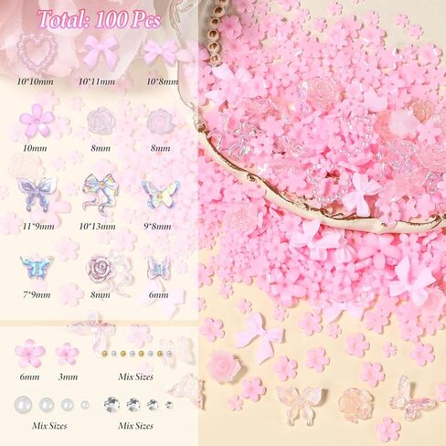 1000 Pcs Pink Flower Charms for Acrylic DIY Nail Art in Saudi Arabia