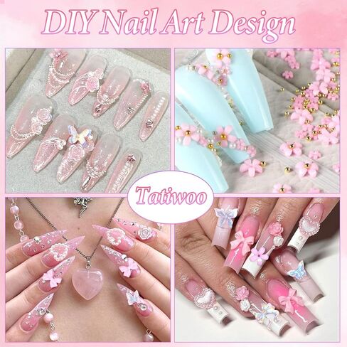 1000 Pcs Pink Flower Charms for Acrylic DIY Nail Art in Saudi Arabia