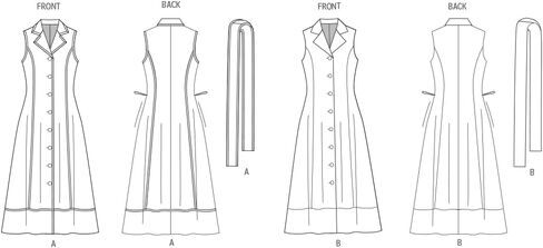 Butterick B7038H5 Misses' Lined Midi Dress and Tie Belt Sewing Pattern Packet, Design Code B7038, Sizes 6-8-10-12-14 in Saudi Arabia