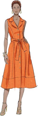 Butterick B7038H5 Misses' Lined Midi Dress and Tie Belt Sewing Pattern Packet, Design Code B7038, Sizes 6-8-10-12-14 in Saudi Arabia