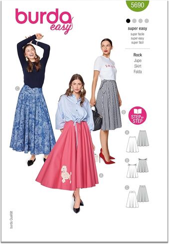 Burda Style X05690BURDA مجموعة أنماط خياطة تنانير الآنسة سهلة الصنع، رمز التصميم B5690، المقاسات 8-18 (34-44) in Kuwait