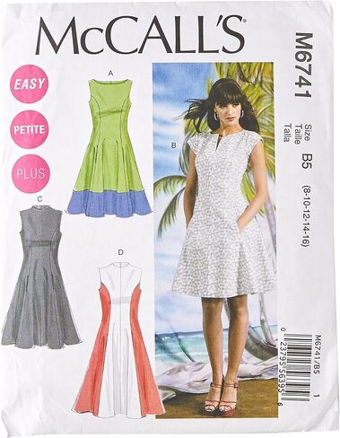 McCall's Pattern Company M6741B50 Misses'/Women's Petite Lined Dresses Sewing Template, Size B5 (8-10-12-14-16) in Saudi Arabia